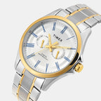 Fashion Men Quartz Silver Dial Analog Stainless Steel Watch TW000X134