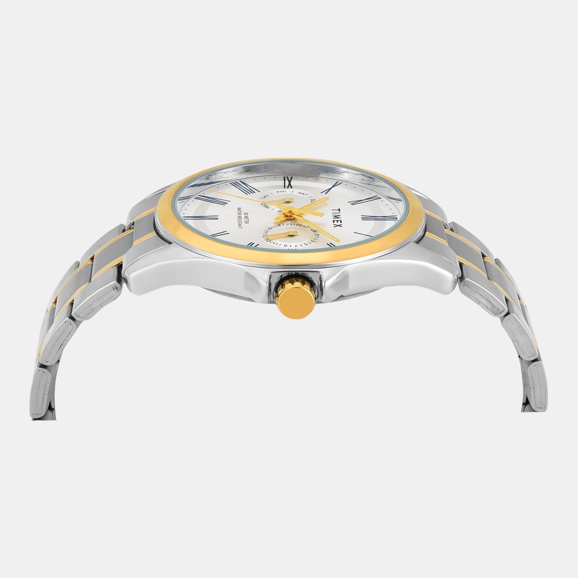 Fashion Men Quartz Silver Dial Analog Stainless Steel Watch TW000X134