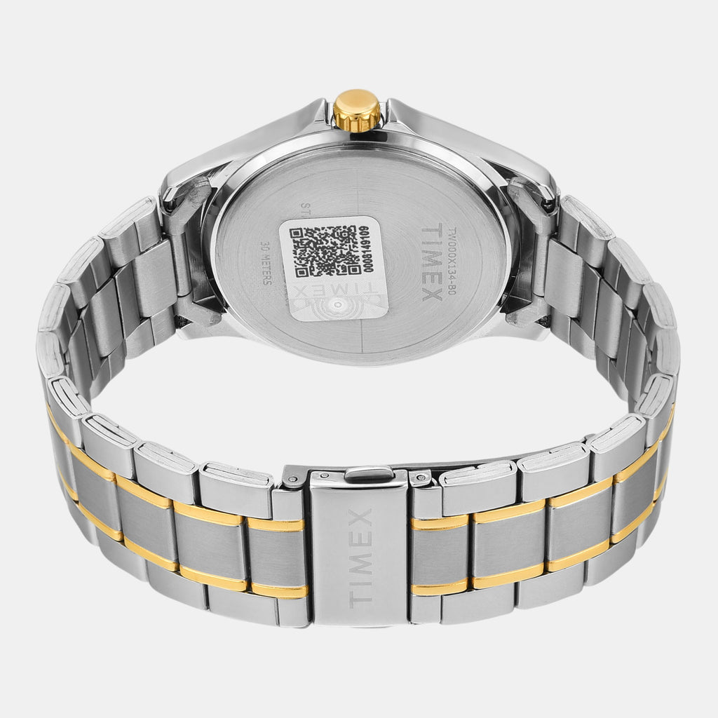 Fashion Men Quartz Silver Dial Analog Stainless Steel Watch TW000X134