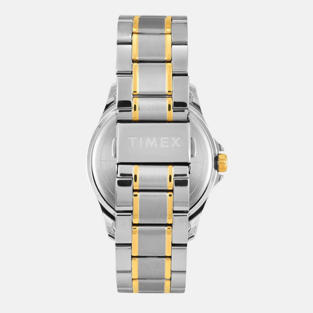 Fashion Men Quartz Silver Dial Analog Stainless Steel Watch TW000X134