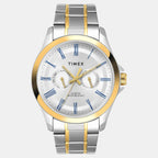 Fashion Men Quartz Silver Dial Analog Stainless Steel Watch TW000X134