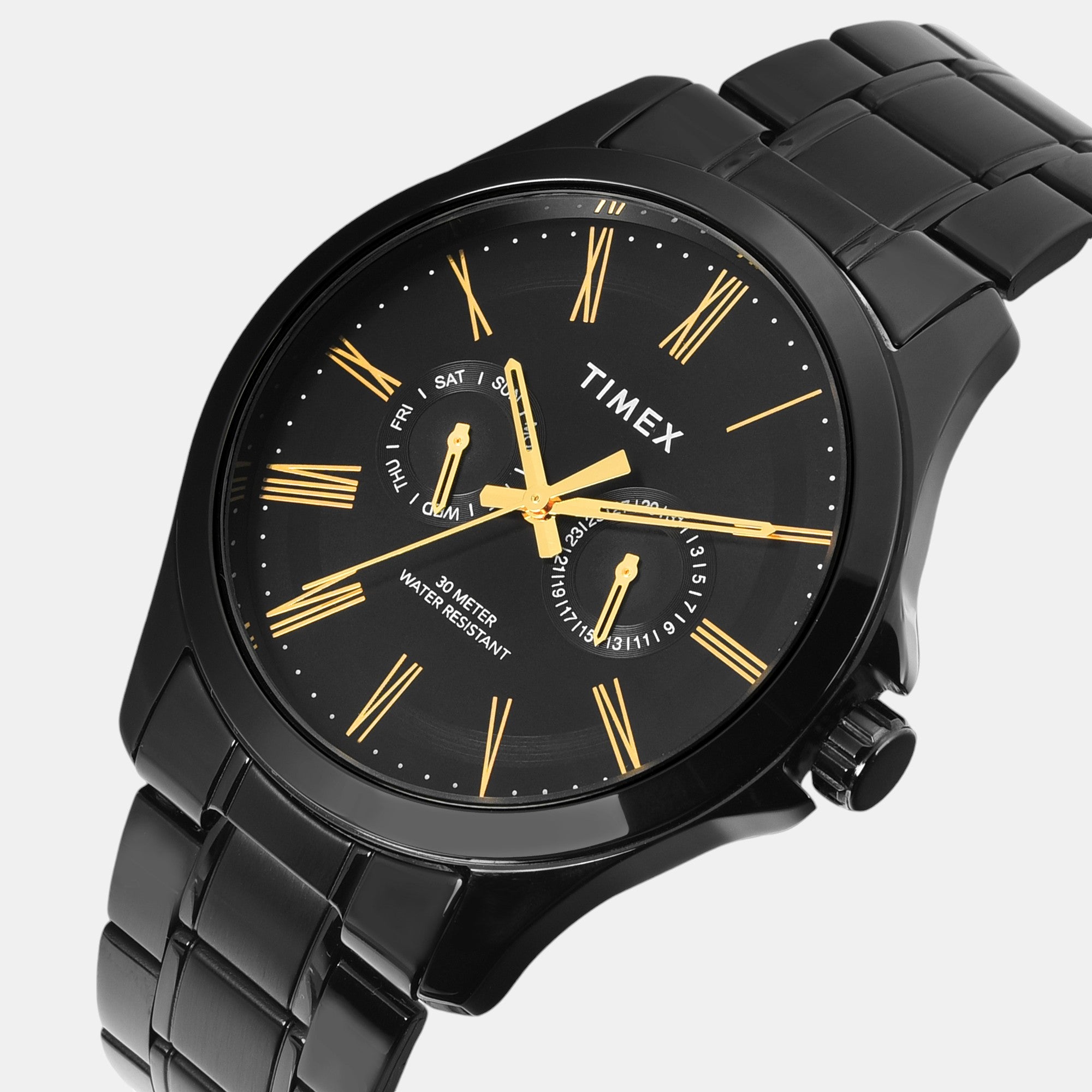 Fashion Men Quartz Black Dial Analog Stainless Steel Watch TW000X135