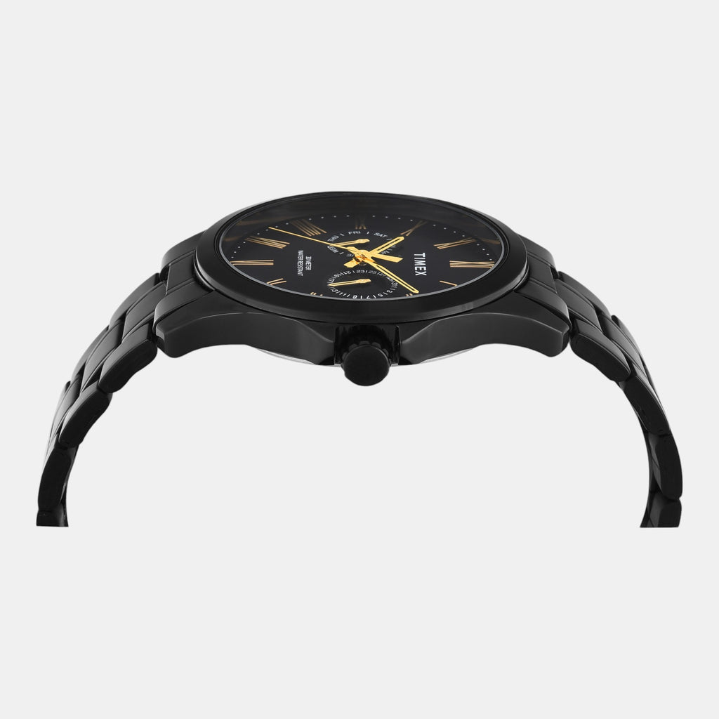 Fashion Men Quartz Black Dial Analog Stainless Steel Watch TW000X135