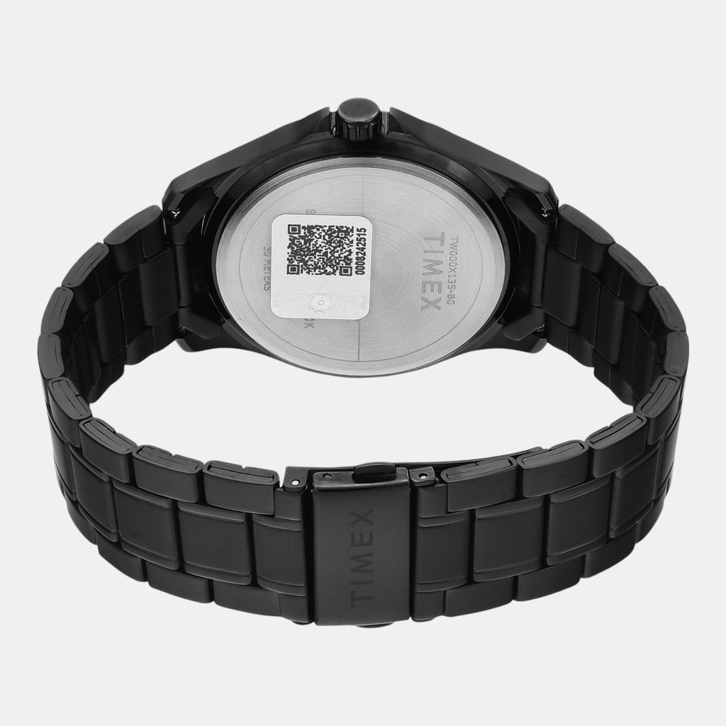 Fashion Men Quartz Black Dial Analog Stainless Steel Watch TW000X135