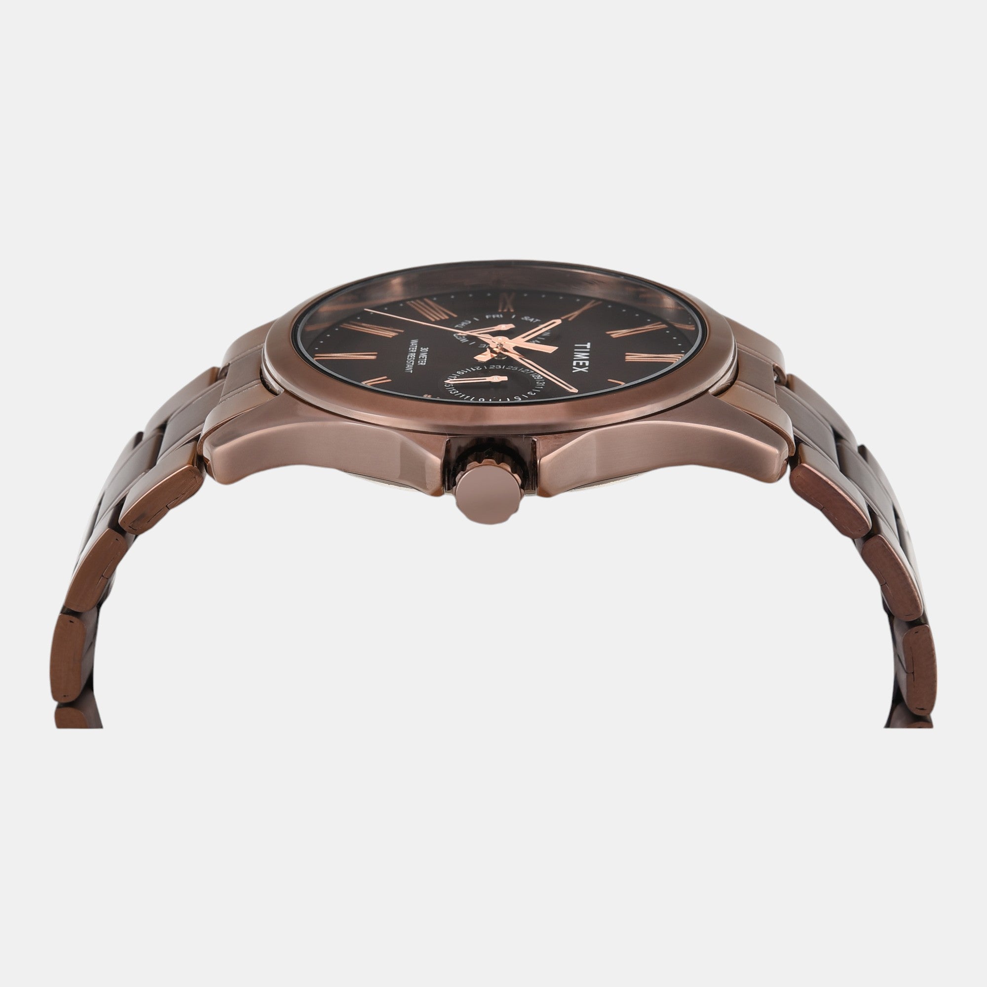 Fashion Men Quartz Brown Dial Analog Stainless Steel Watch TW000X136