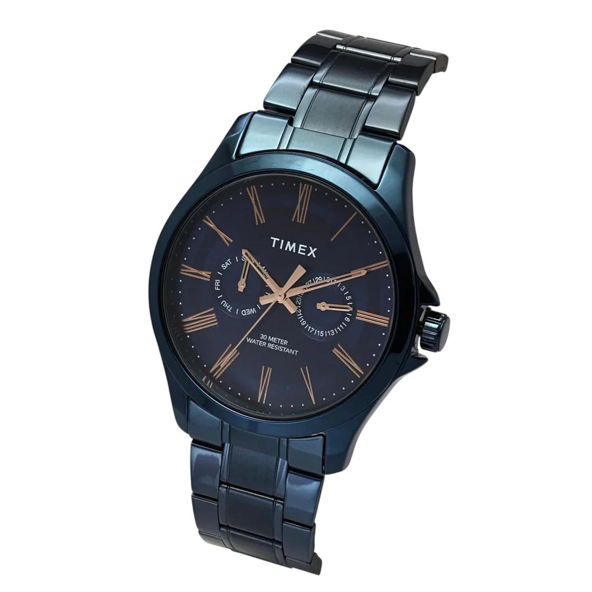 Trendline Men Quartz Blue Dial Multi-Function Stainless Steel Watch TW000X137