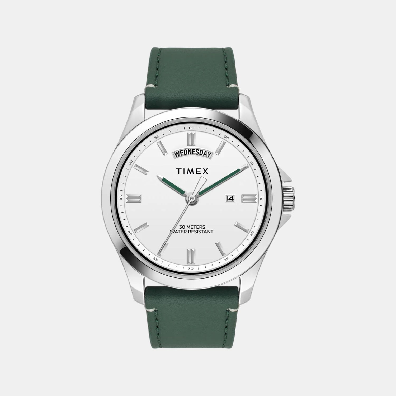 Fashion Men Quartz White Dial Analog Leather Watch TW000X138