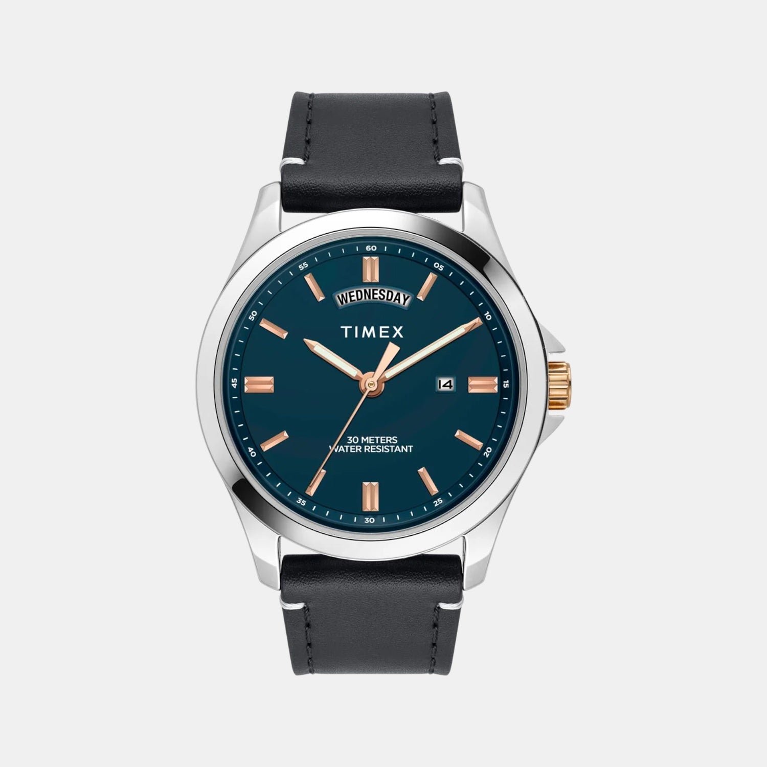 Fashion Men Quartz Green Dial Analog Leather Watch TW000X139