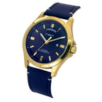 Fashion Men Quartz Blue Dial Analog Leather Watch TW000X140