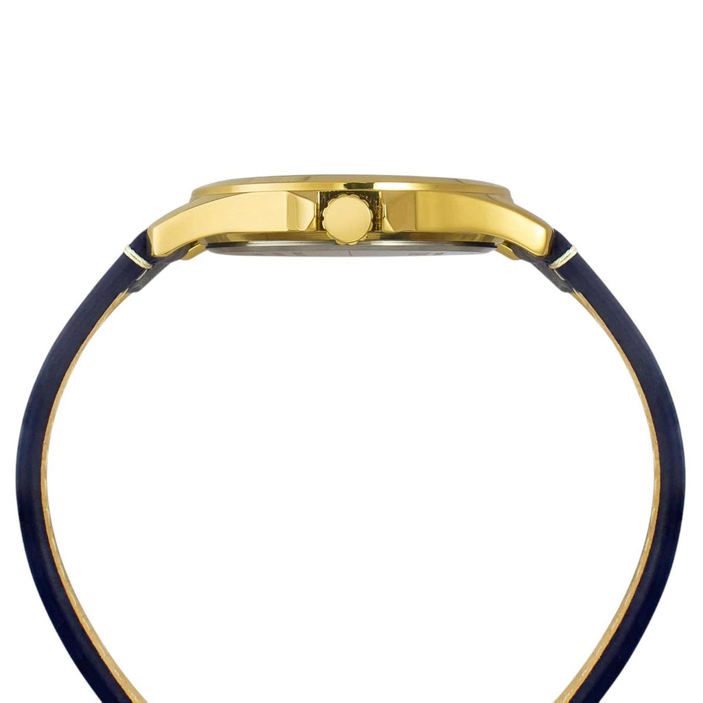 Fashion Men Quartz Blue Dial Analog Leather Watch TW000X140