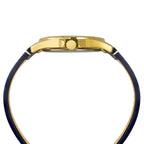 Fashion Men Quartz Blue Dial Analog Leather Watch TW000X140