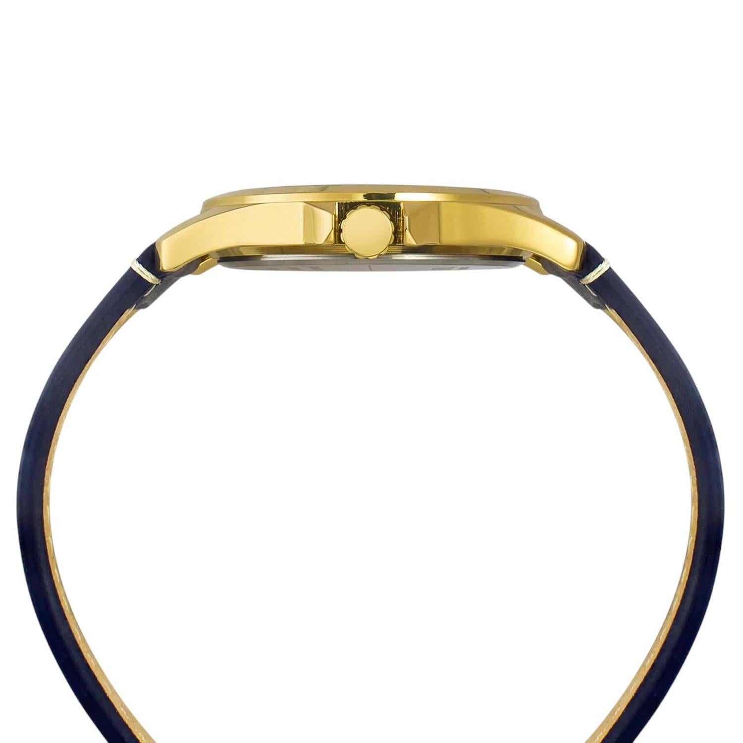 Fashion Men Quartz Blue Dial Analog Leather Watch TW000X140