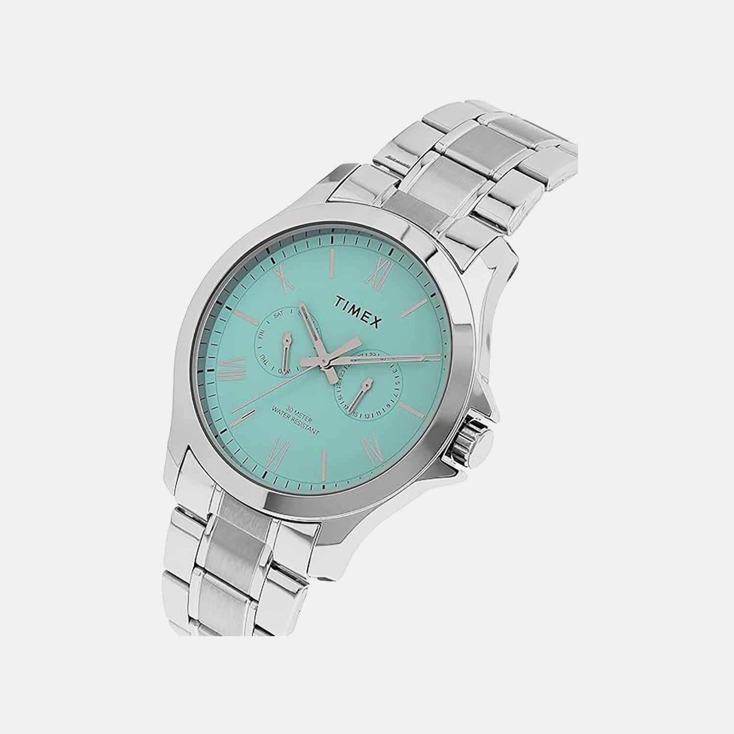 Fashion Men Quartz Tiffany Blue Dial Multi-Function Stainless Steel Watch TW000X141