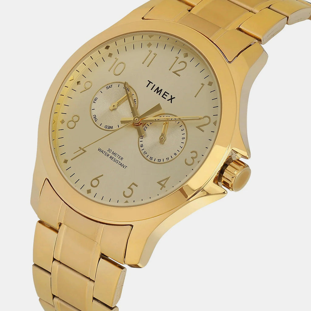 Trendline Men Quartz Champagne Dial Analog Stainless Steel Watch TW000X143