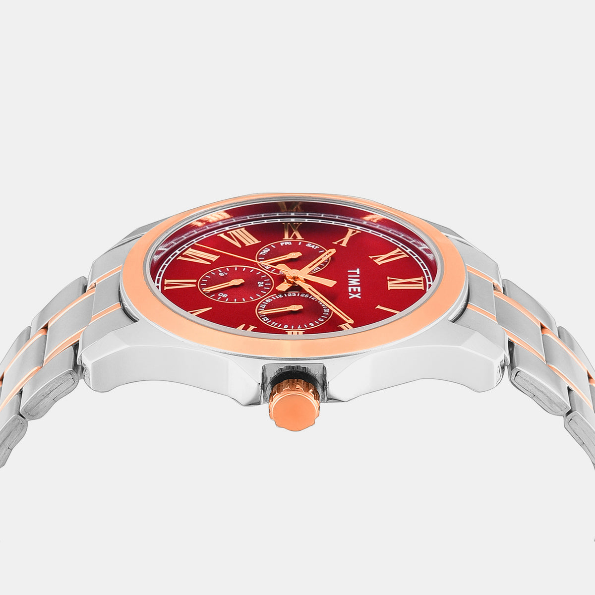 Trendline Men Quartz Red Dial Multi-Function Stainless Steel Watch TW000X146