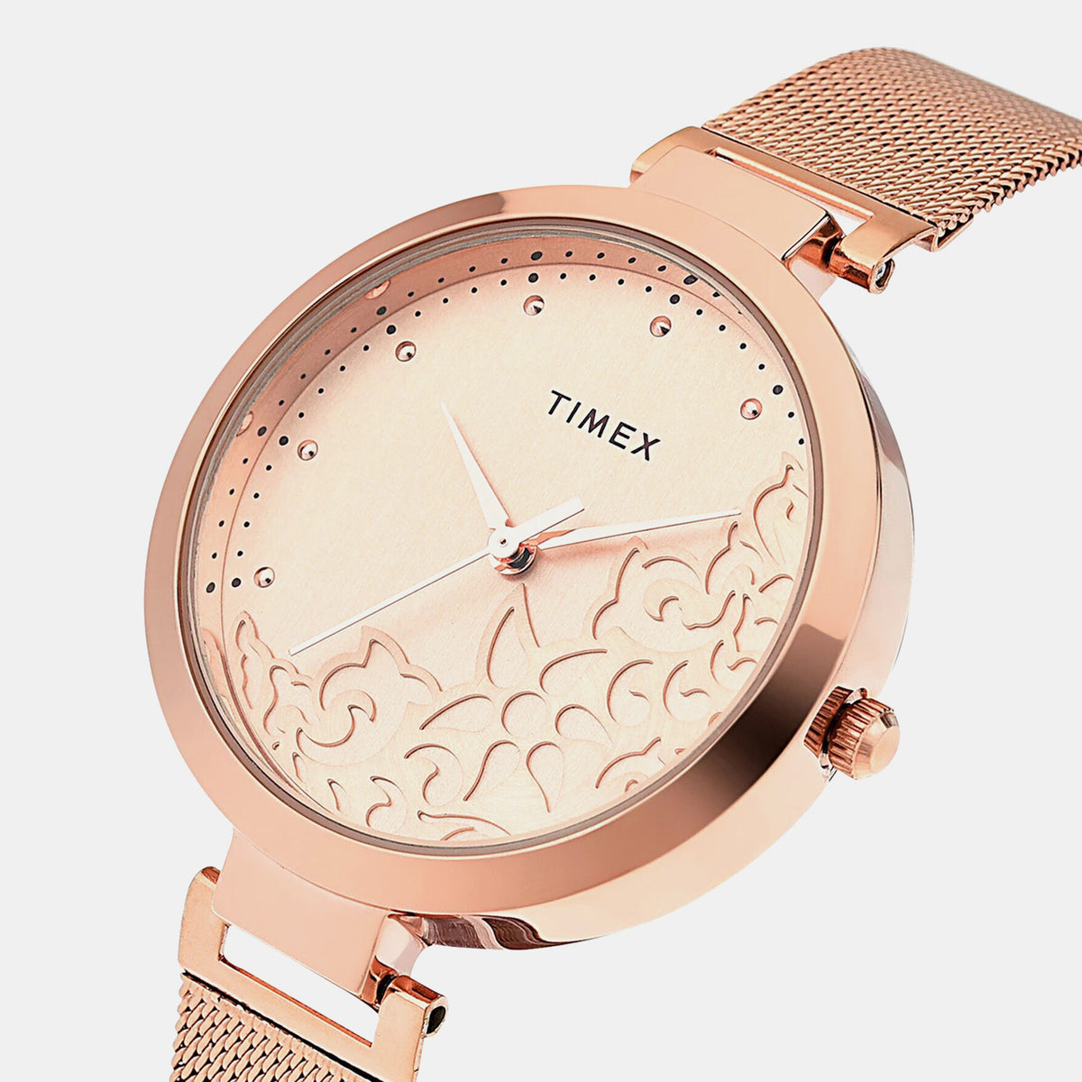 Trendline Women Quartz Rose Gold Dial Analog Mesh Watch TW000X219