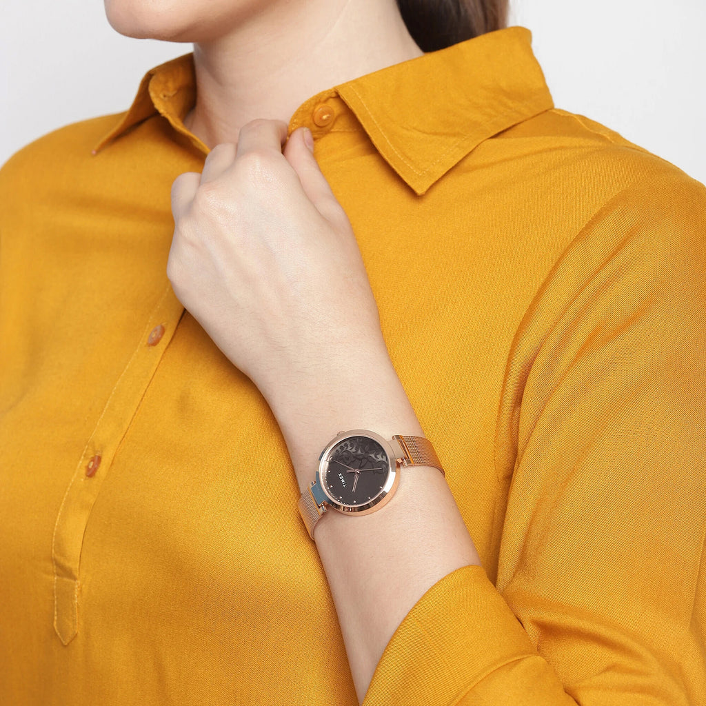 Fashion Women Quartz Grey Dial Analog Mesh Watch TW000X222