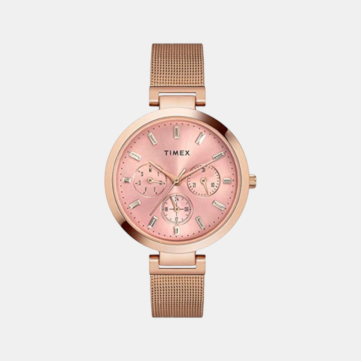 Trendline Women Quartz Pink Dial Multi-Function Stainless Steel Watch TW000X242