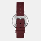 Fashion Women Quartz Burgundy Dial Analog Leather Watch TW000X245