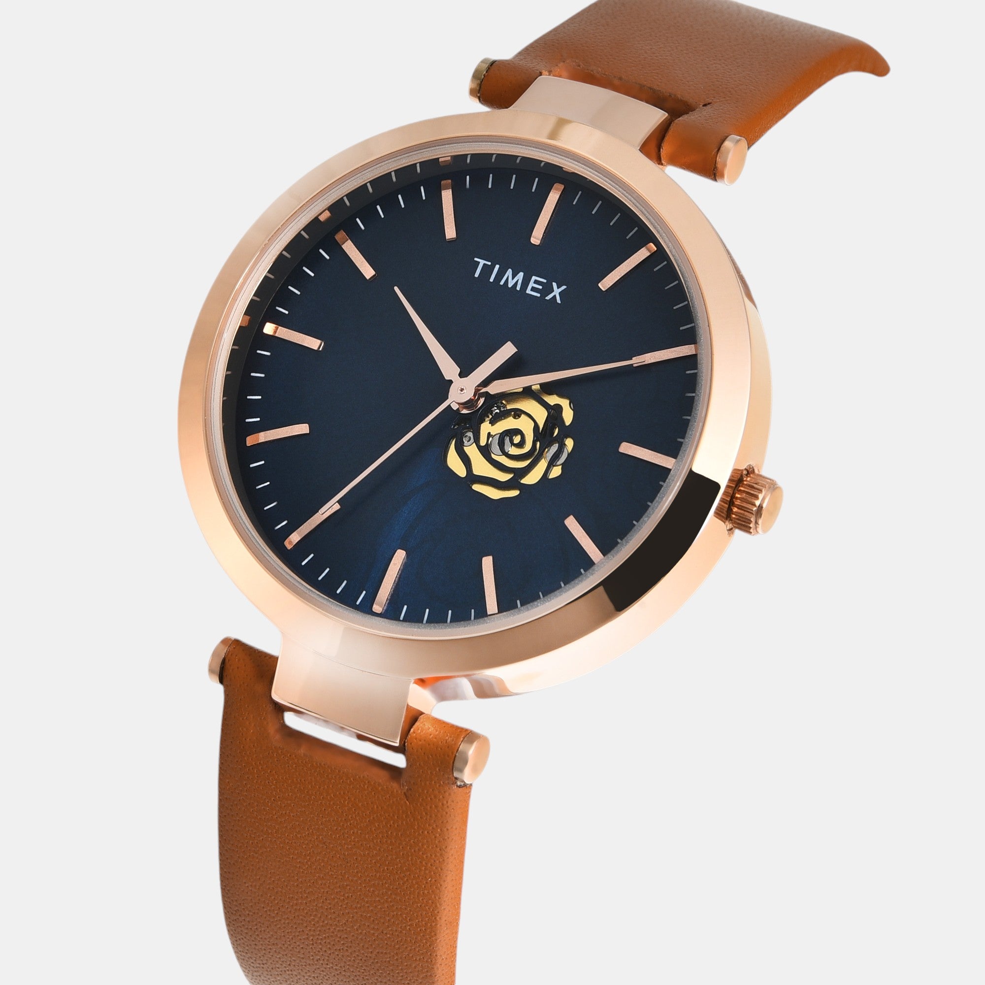 Fashion Women Quartz Blue Dial Analog Leather Watch TW000X246