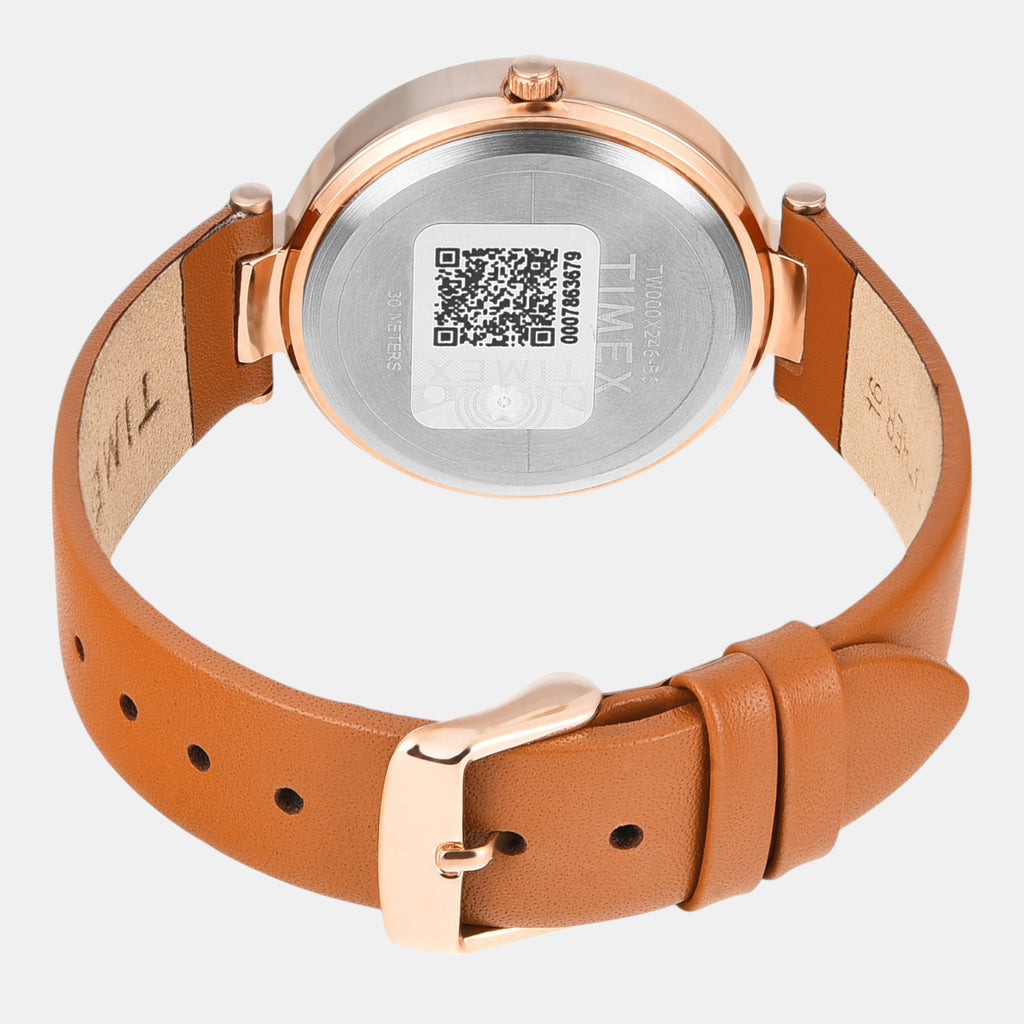 Fashion Women Quartz Blue Dial Analog Leather Watch TW000X246