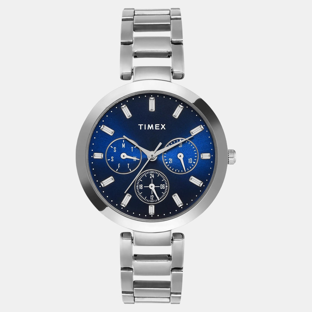 Fashion Women Quartz Blue Dial Multi-Function Stainless Steel Watch TW000X247