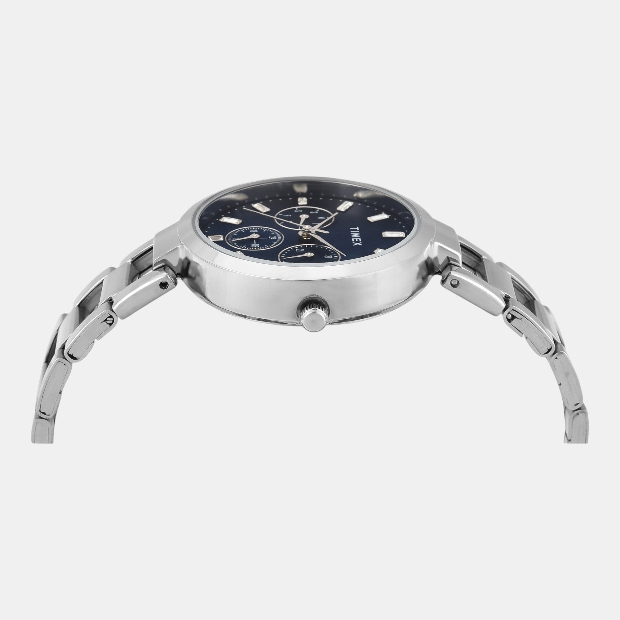 Fashion Women Quartz Blue Dial Multi-Function Stainless Steel Watch TW000X247