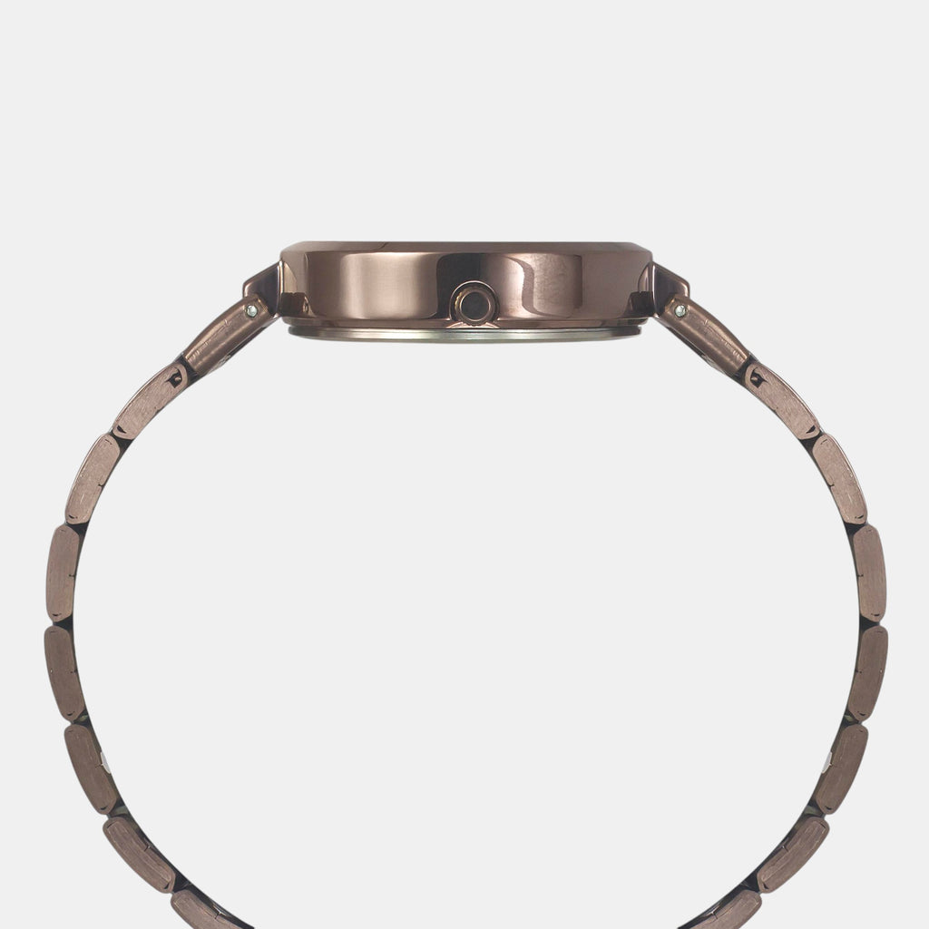 Fashion Women Quartz Brown Dial Multi-Function Stainless Steel Watch TW000X267