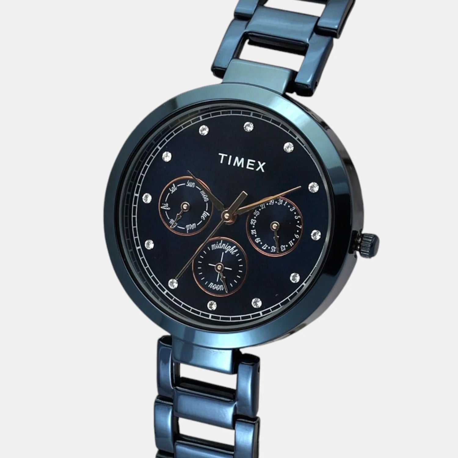 Trendline Women Quartz Blue Dial Multi-Function Stainless Steel Watch TW000X268