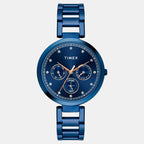 Fashion Women Quartz Blue Dial Multi-Function Stainless Steel Watch TW000X268