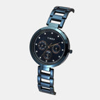 Fashion Women Quartz Blue Dial Multi-Function Stainless Steel Watch TW000X268