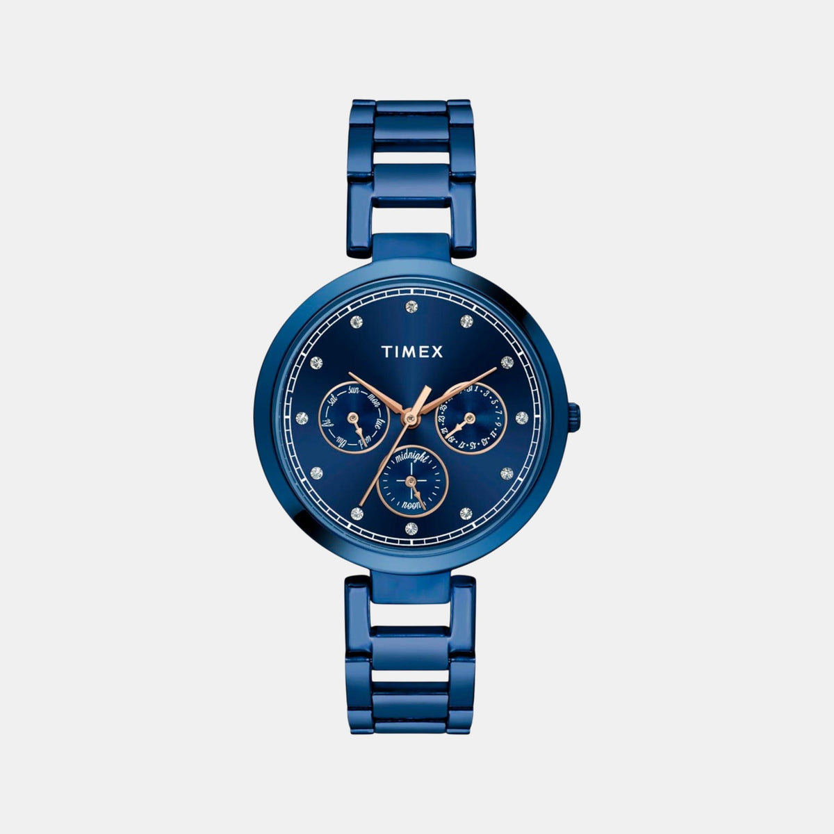 Trendline Women Quartz Blue Dial Multi-Function Stainless Steel Watch TW000X268