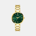 Fashion Women Quartz Green Dial Analog Stainless Steel Watch TW000X273