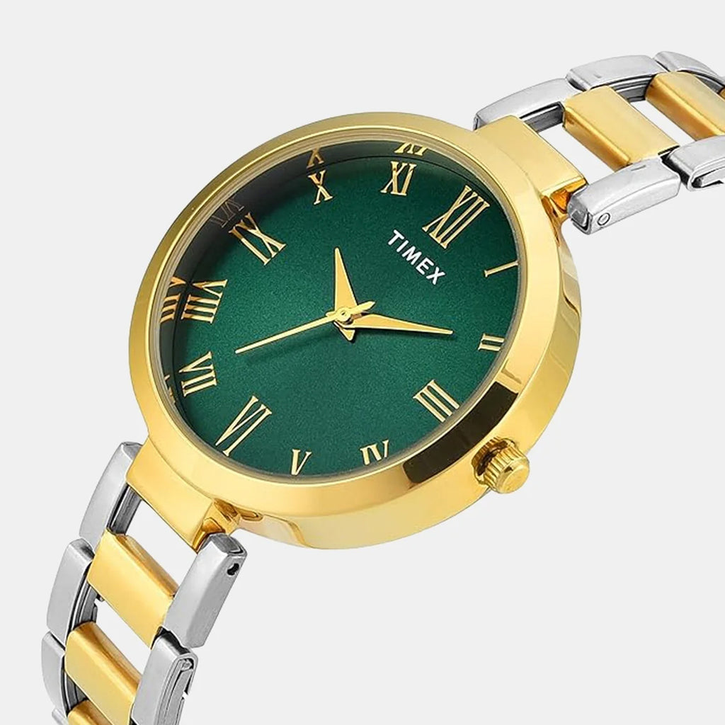 Trendline Women Quartz Green Dial Analog Stainless Steel Watch TW000X274