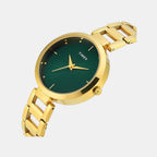 Fashion Women Quartz Green Dial Analog Stainless Steel Watch TW000X275