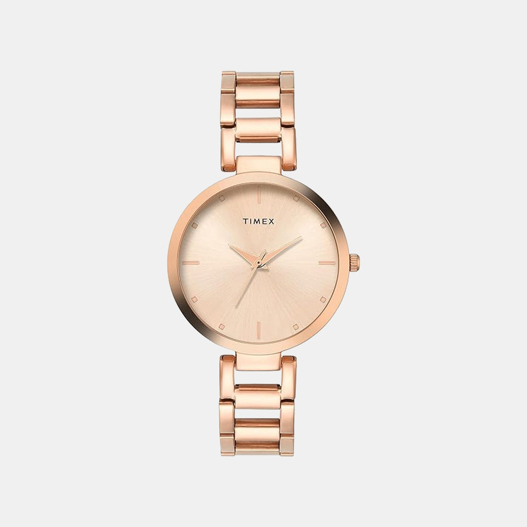 Fashion Women Quartz Rose Gold Dial Analog Stainless Steel Watch TW000X276