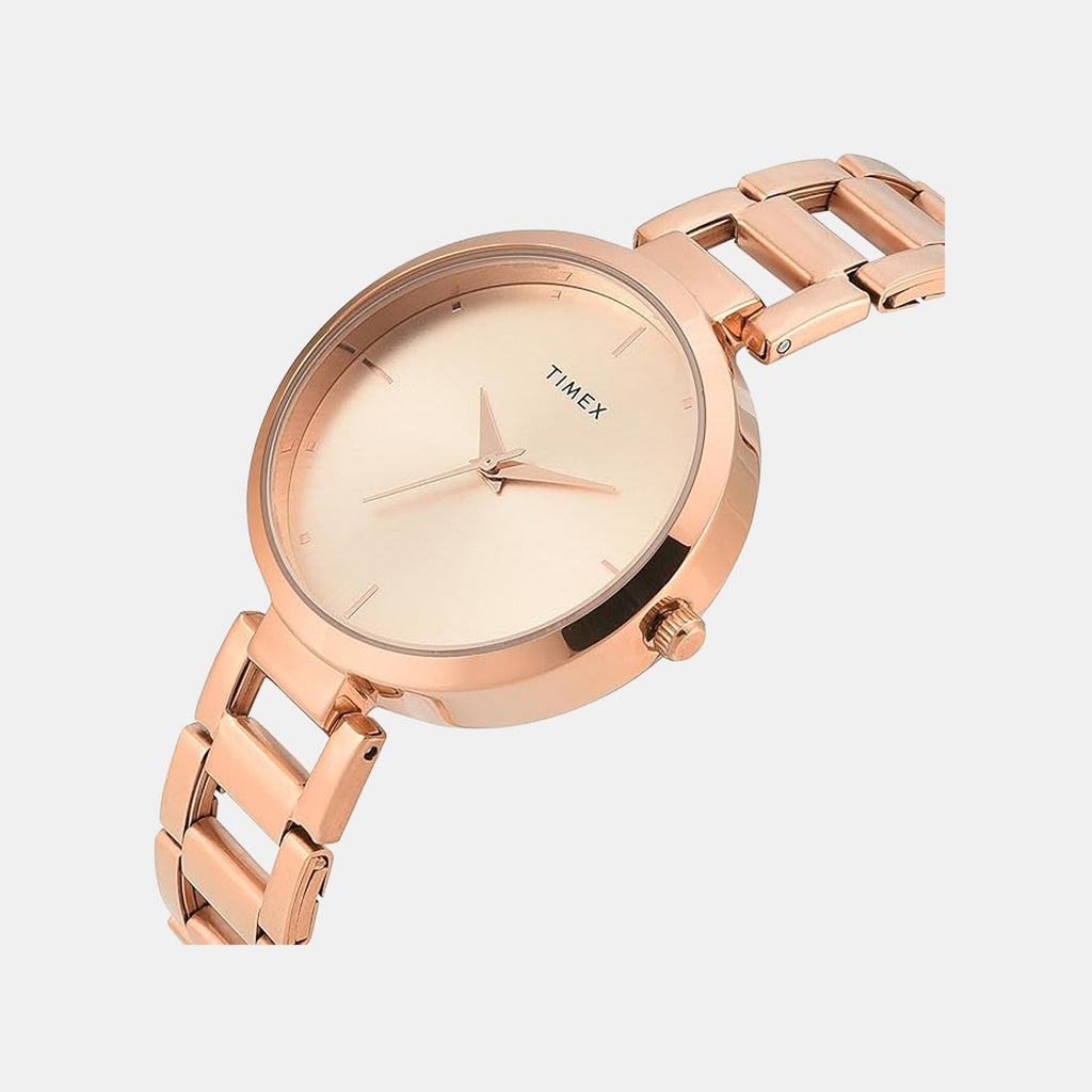 Fashion Women Quartz Rose Gold Dial Analog Stainless Steel Watch TW000X276