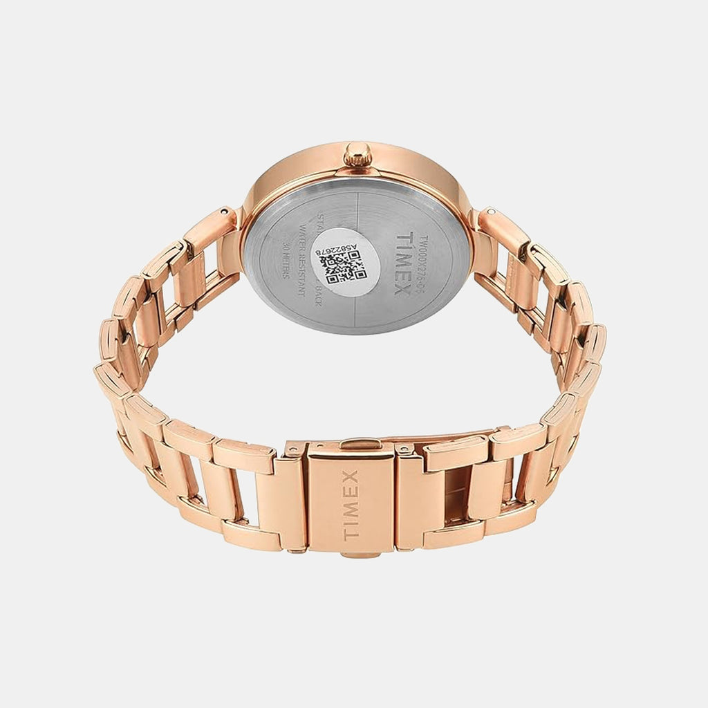 Fashion Women Quartz Rose Gold Dial Analog Stainless Steel Watch TW000X276