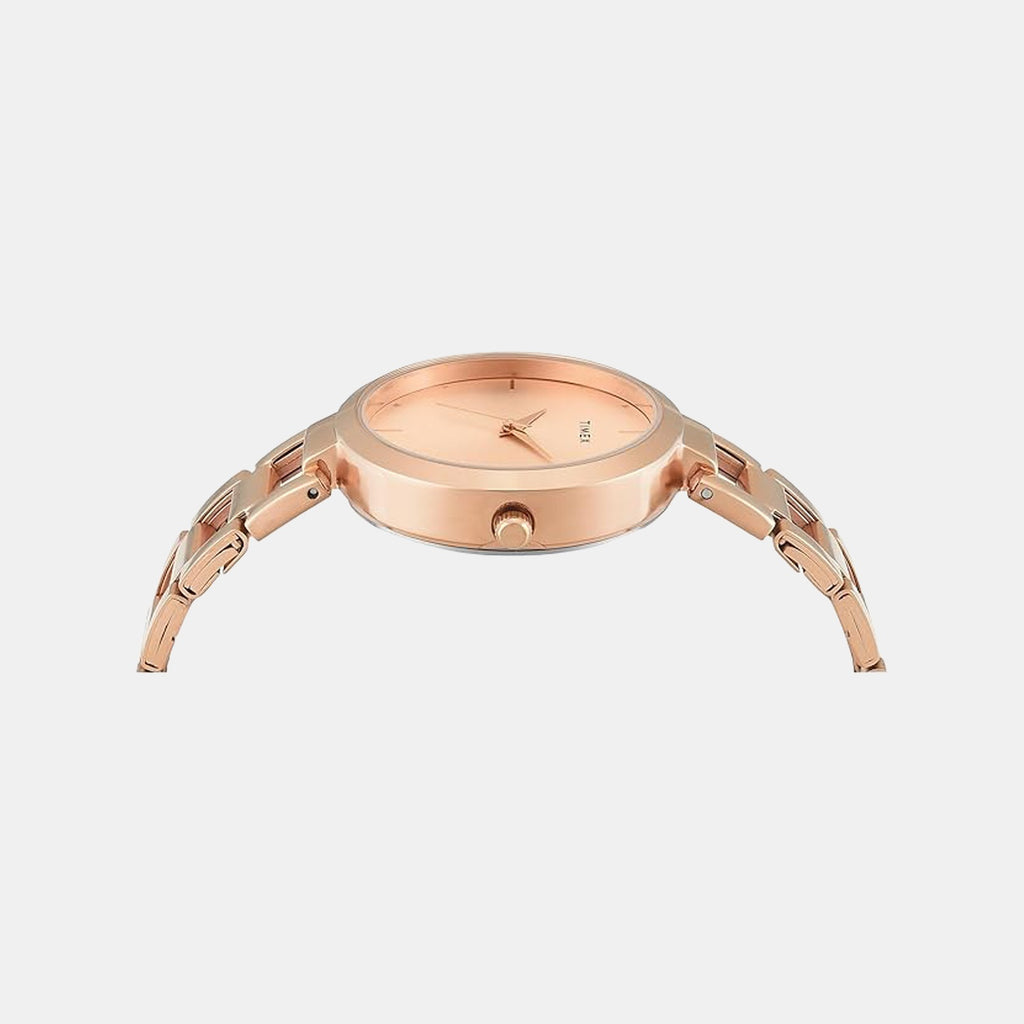 Fashion Women Quartz Rose Gold Dial Analog Stainless Steel Watch TW000X276