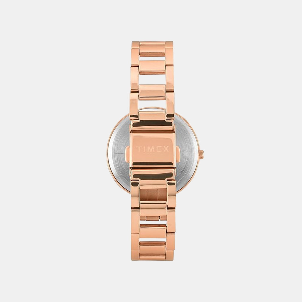 Fashion Women Quartz Rose Gold Dial Analog Stainless Steel Watch TW000X276