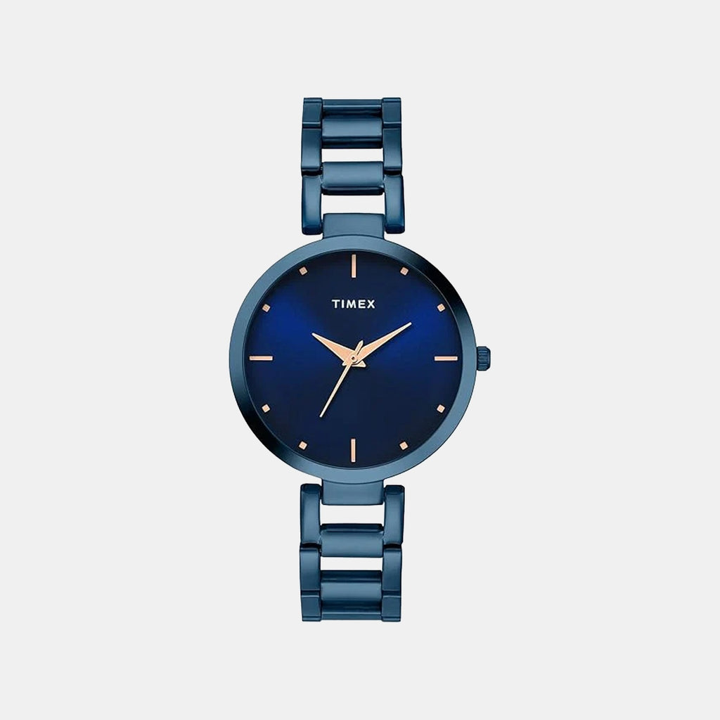 Fashion Women Quartz Blue Dial Analog Stainless Steel Watch TW000X277