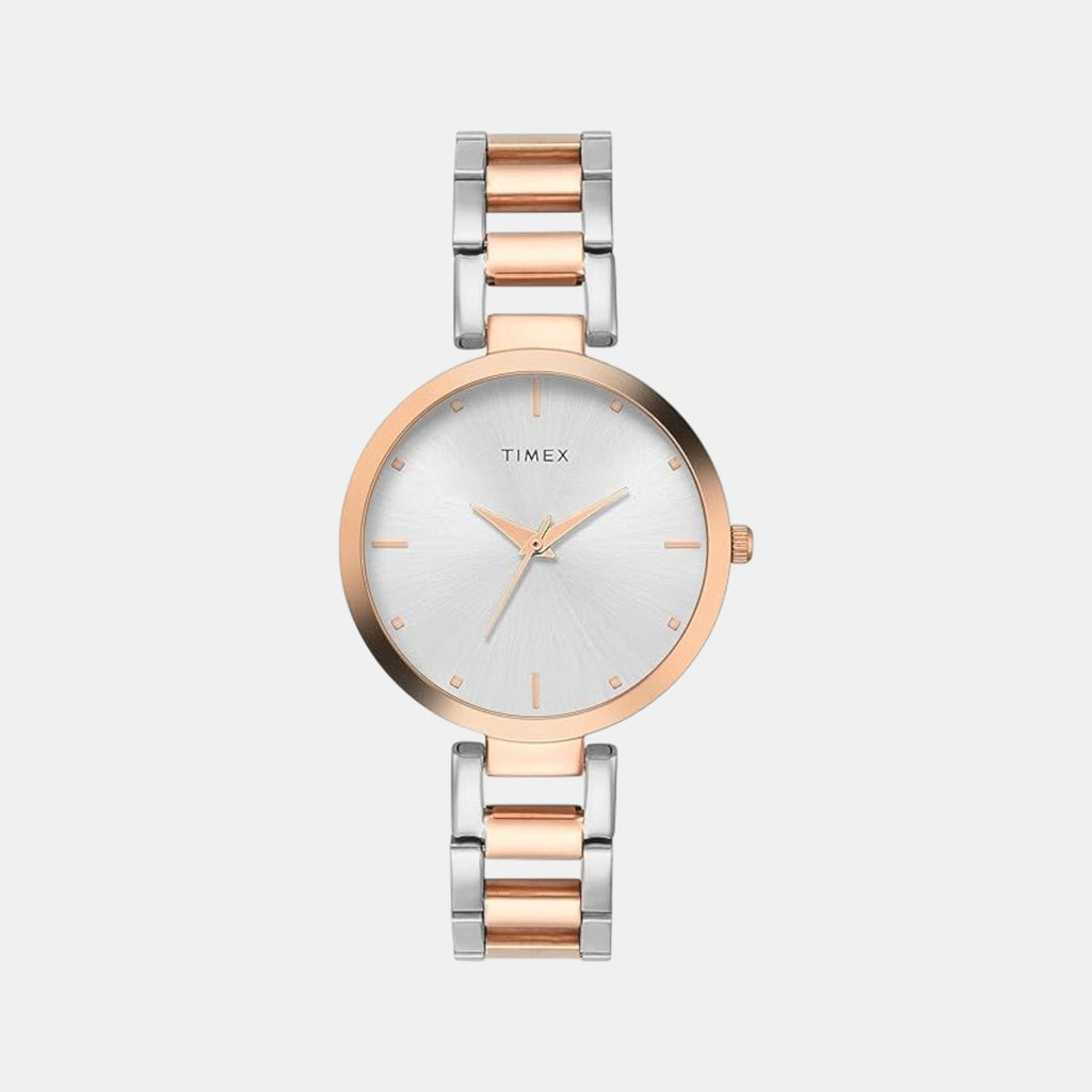 Women Quartz Silver Dial Analog Stainless Steel Watch TW000X278