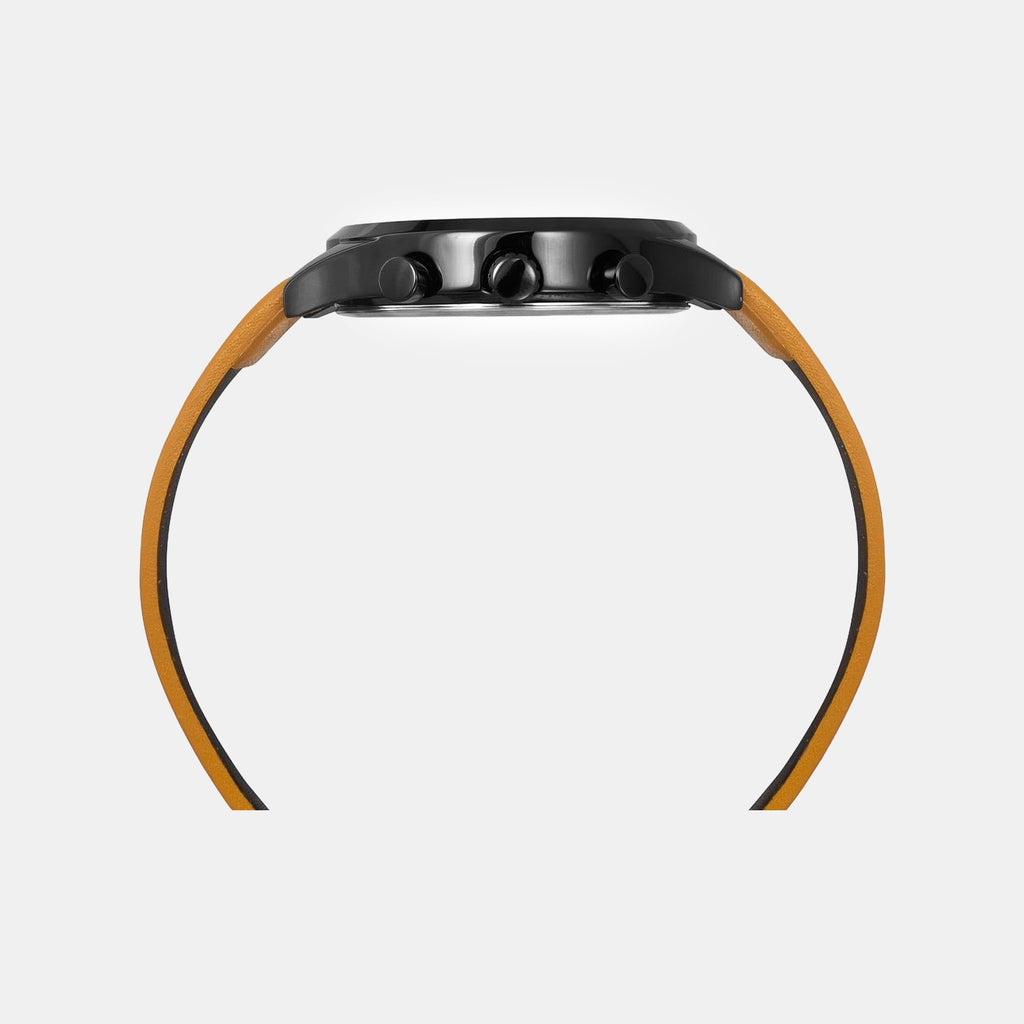 Men Quartz Orange Dial Multi-Function Leather Watch TW003HG27