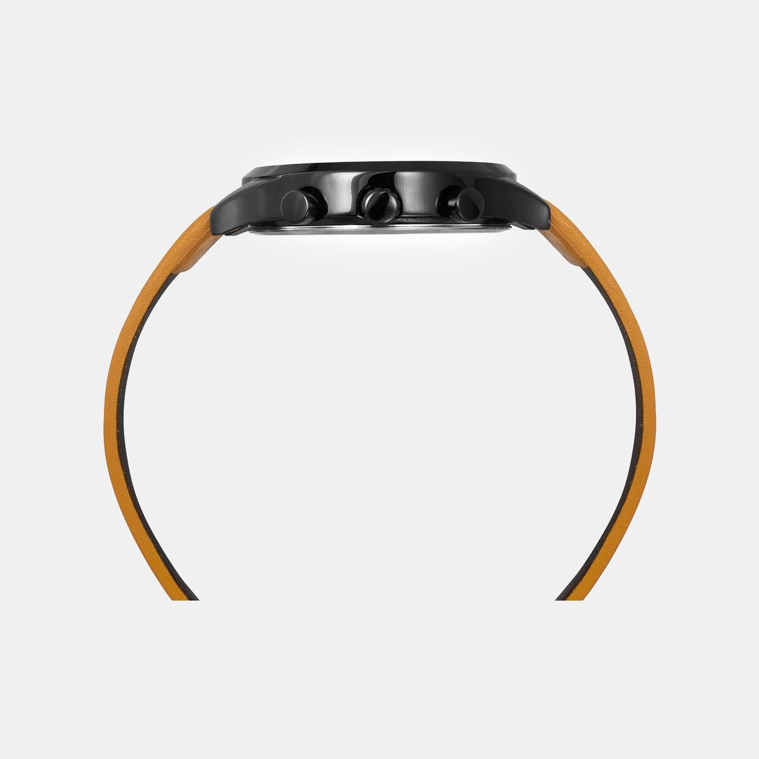 Men Quartz Orange Dial Multi-Function Leather Watch TW003HG27