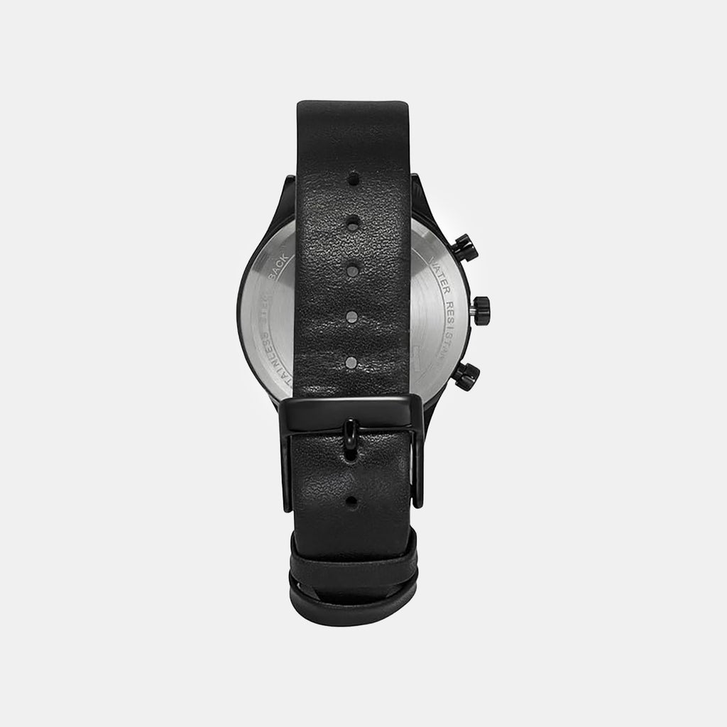 Men Quartz Black Dial Multi-Function Leather Watch TW003HG28