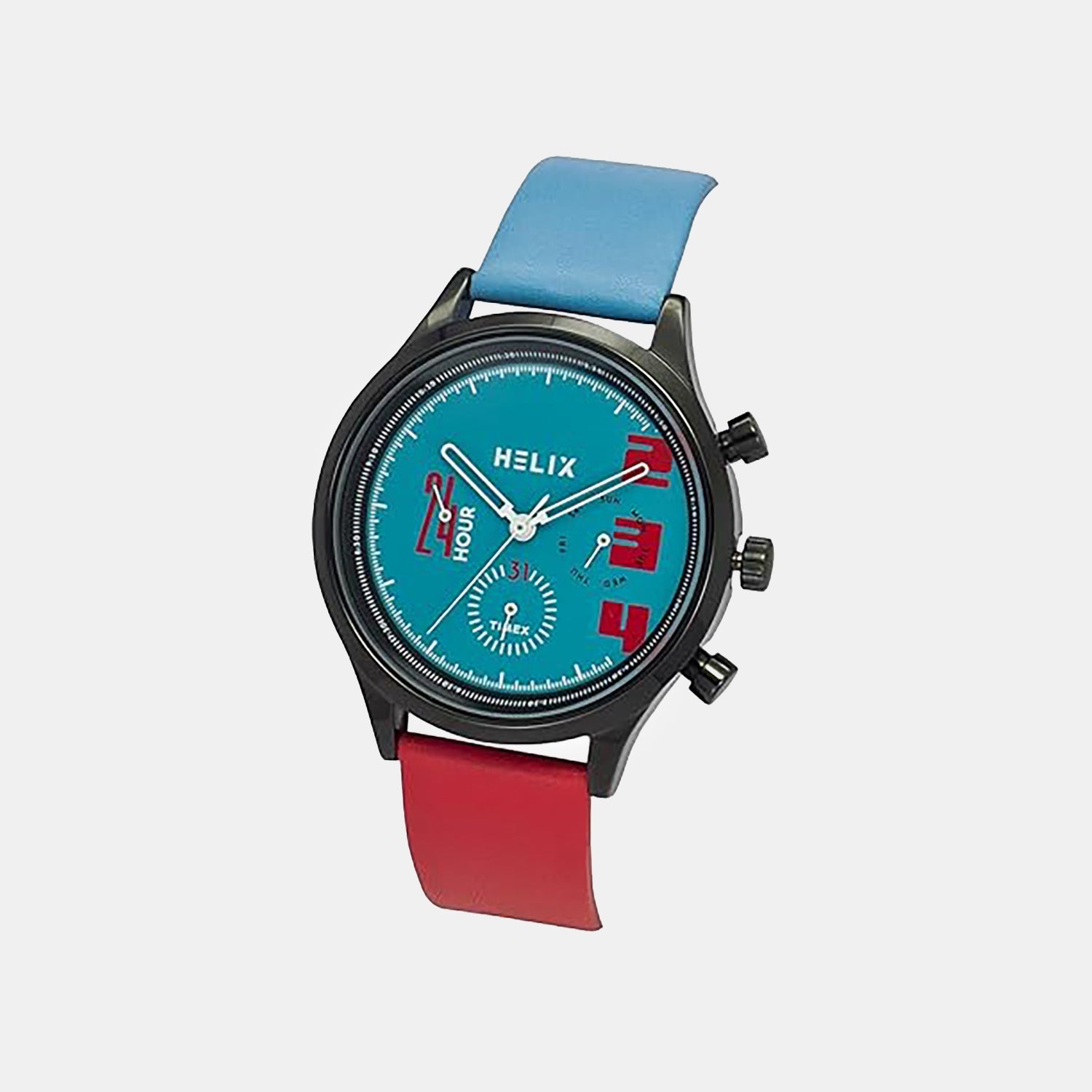 Men Quartz Blue Dial Multi-Function Leather Watch TW003HG29