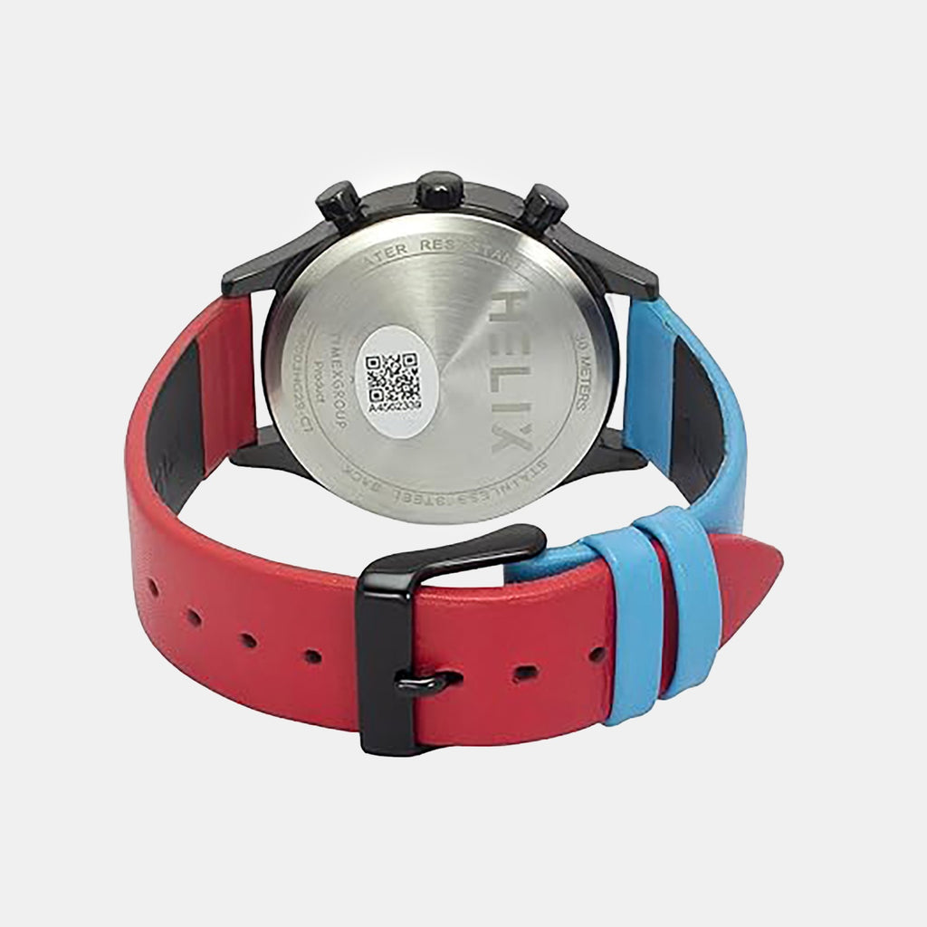 Men Quartz Blue Dial Multi-Function Leather Watch TW003HG29