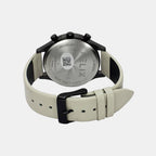 Men Quartz Beige Dial Multi-Function Leather Watch TW003HG30