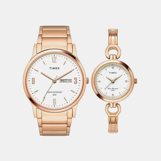 Classics Couple Quartz White Dial Analog Stainless Steel Watch TW00PR263