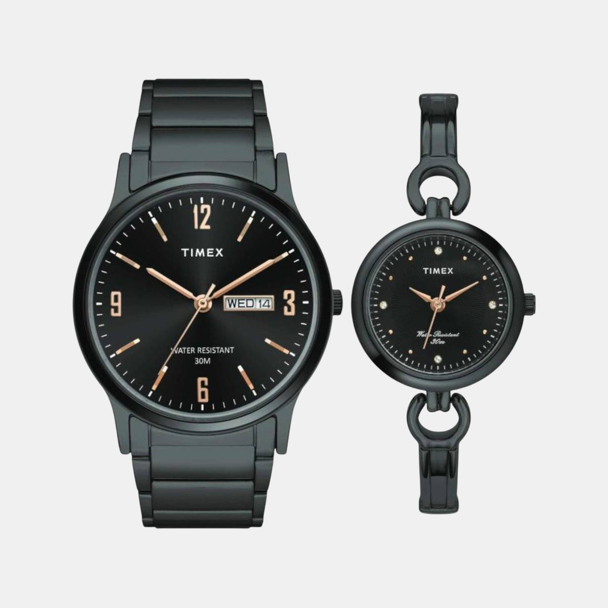 Trendline Couple Quartz Black Dial Analog Stainless Steel Watch TW00PR264